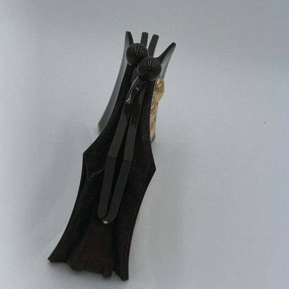 Tory Burch Vintage Rare Brown Lucite, Gold Embossed Scarab & Suede Back Clutch - Picture 2 of 8